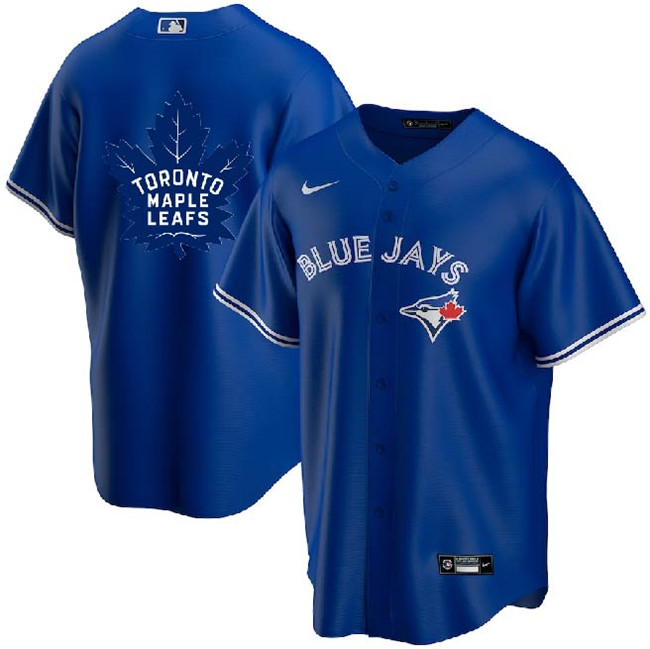 Men's Toronto Blue Jays & Leafs Royal With Royal Leafs Log Cool Base Stitched Jersey Men's Toronto Blue Jays & Leafs Royal With Royal Leafs Log Cool Base Stitched Jersey